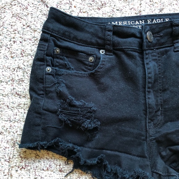 AMERICAN EAGLE Black Hi-Rise Festival Shorties 6 - Picture 3 of 8